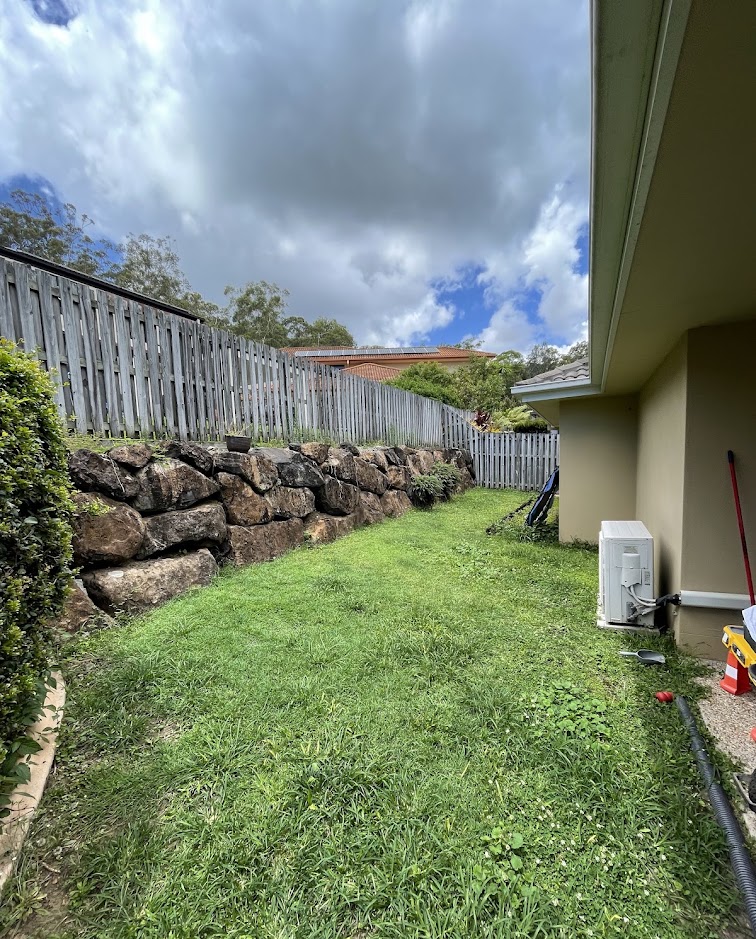 Grassed backyard strip before concreting